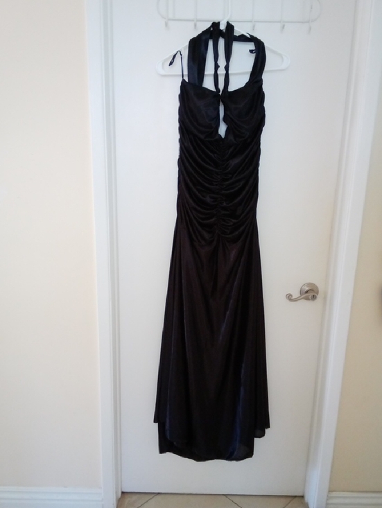BECCA Dresses & Skirts - REBECCA Black Halter Ruched Evening Gown